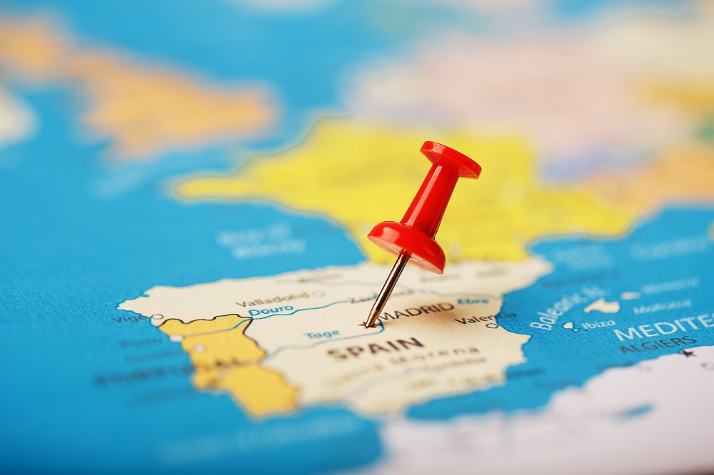 España señalada en un mapa